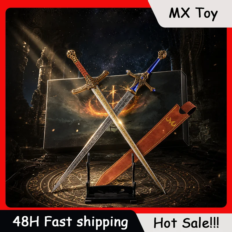 

30cm Game Sword Props Rellana's Twin Blades Leather Case Gift Box Edition Metal Crafts Desktop Ornament Knife Toy Collections