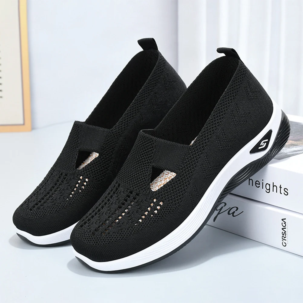 2024 Summer Comfort Casual Women's Shoes Versatile Lightweight Anti Slip Flat Shoes Soft Sole Breathable Hollow Out Woven Shoes