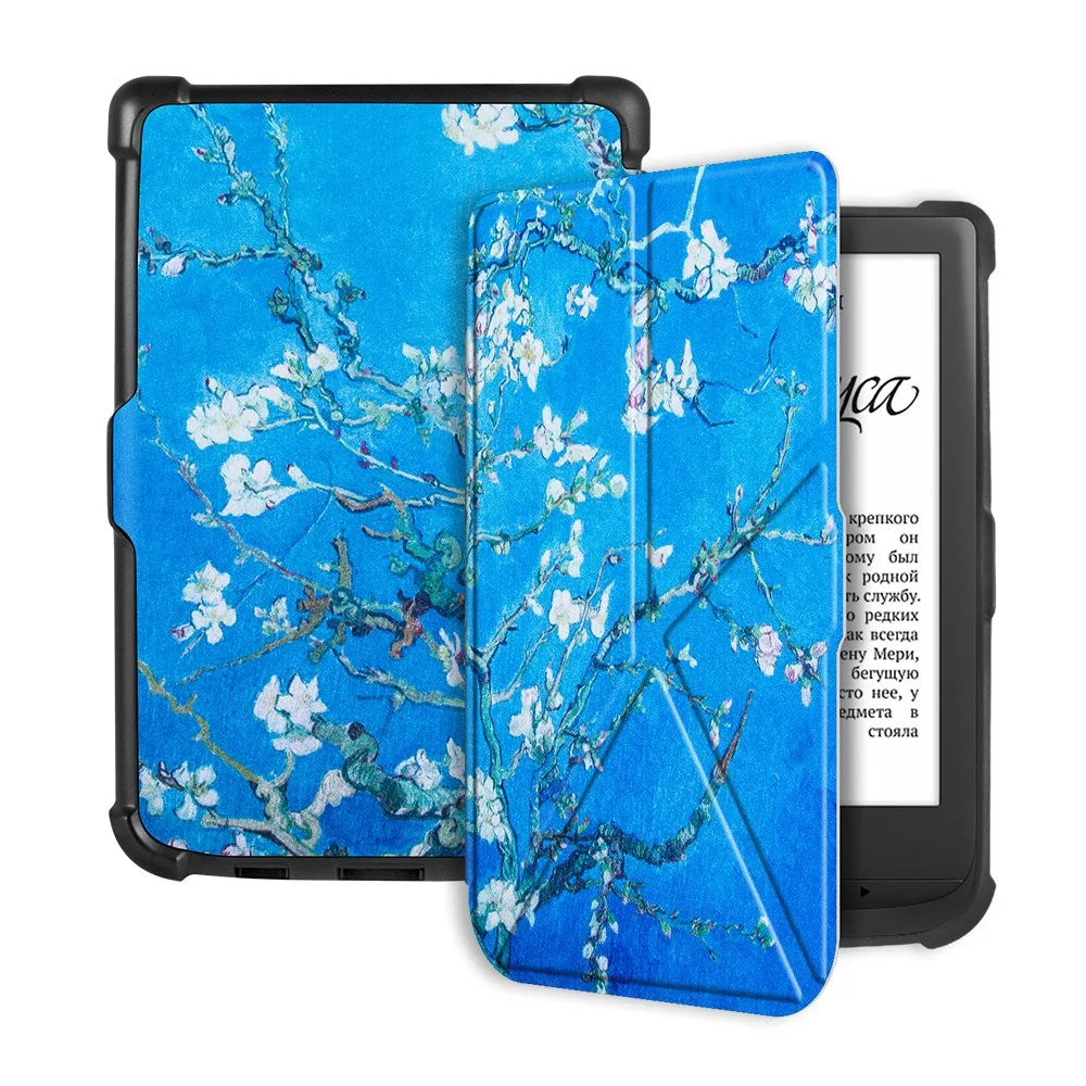 

Auto Sleep/Wake 6 Inch E-Reader Case Anti-fall Multi-Folding Stand Back Cover for PocketBook Touch Lux 5 4 HD 3 616 627 632