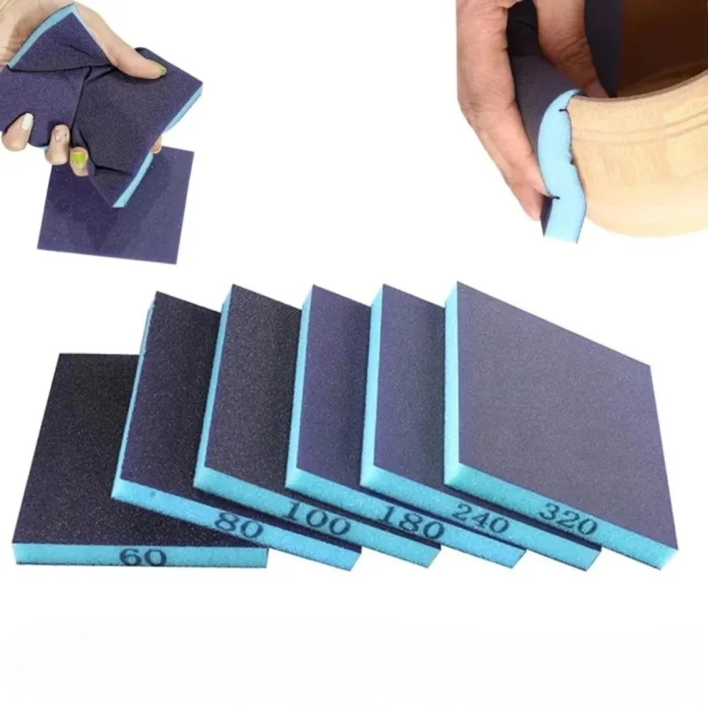 6 قطعة إسفنجة صنفرة قابلة لإعادة الاستخدام 60-320 حصى قابل للغسل إسفنجة جافة رطبة تصاميم مريحة كتل صنفرة لأداة تلميع الخشب المعدني