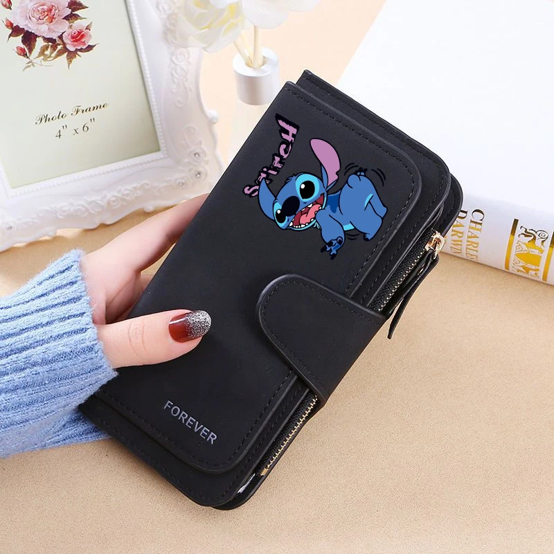 Stitch Cute Wallet Women Disney Anime Coin Purse Girls Travel ID Card Holder Bags Three Fold Fashion Pocketbook Billfold Gift