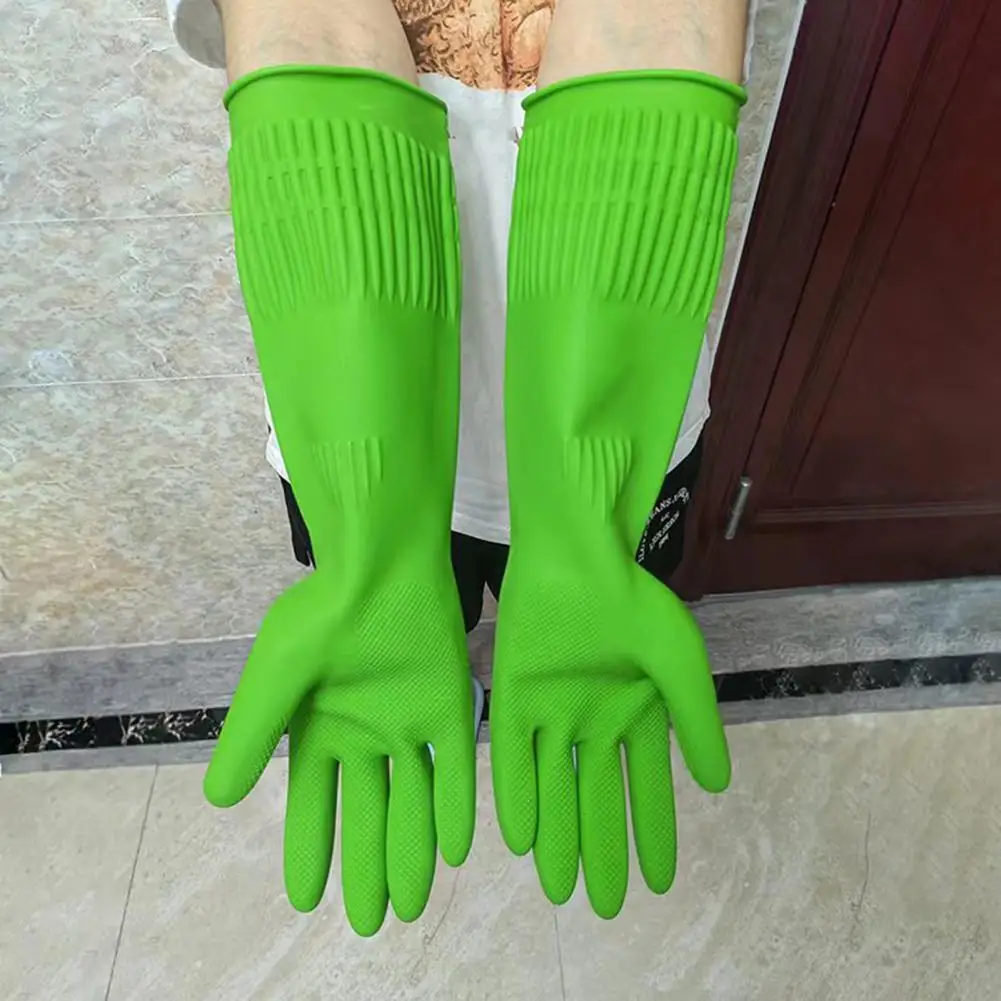 Reusable Rubber Gloves for Dishes Natural Rubber Dishwashing Gloves Waterproof Stain-resistant Dishwashing Gloves with Non-slip