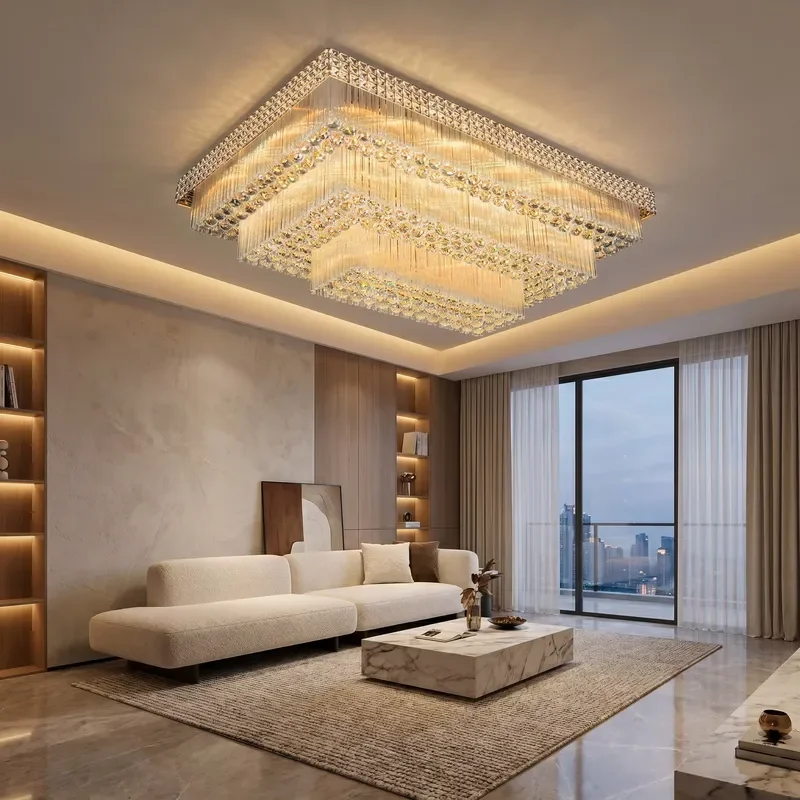 Modern Round LED Crystal Chandelier Luxury Ceiling Lamp for Living Room Dining Room Bedroom Kitchen