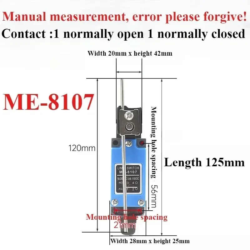 High quality limit switch ME-8104, 8107,8108,8111,8112,8122 Limit switch Rotating plastic roller arm limit switch instant