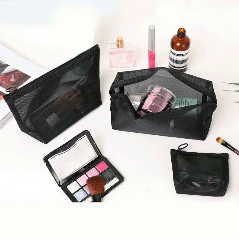 1PC Black Women Men Necessary Cosmetic Bag Transparent Travel Organizers Storage Small Large Dot Toiletry Bags Makeup Bags Pouch