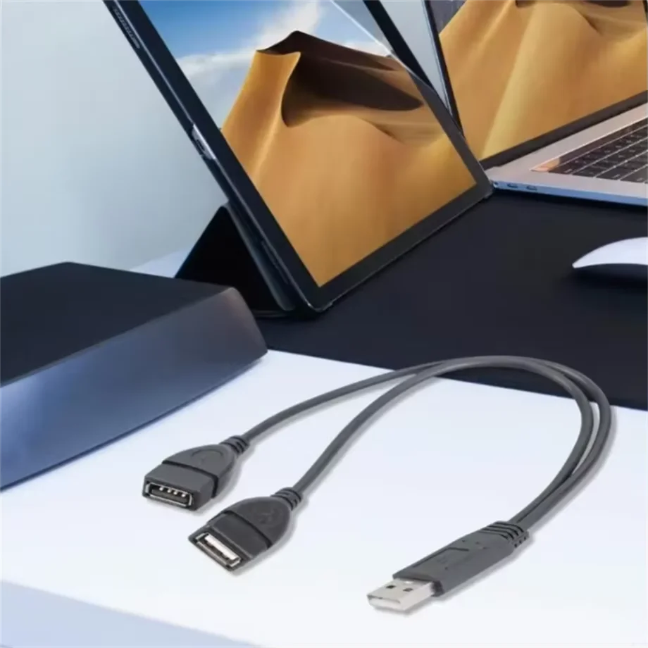 USB 2.0 Extension Cable Splitter Y Cable 1 Male To 2 Female Extension Cord Power Adapter Converter for PC Car Data Transmission