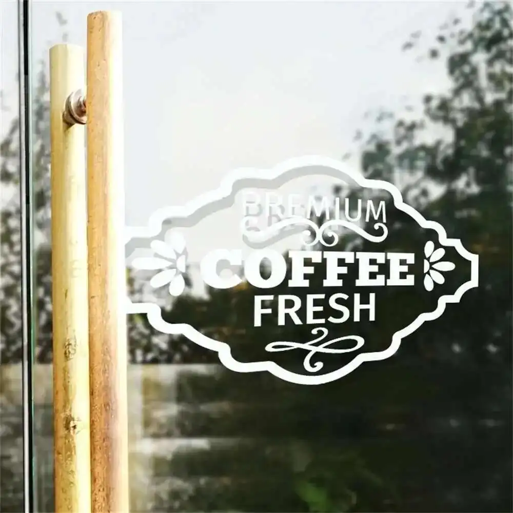 Window Glass Door Decoration Sticker Window Flower Coffee Gourmet Dessert Cake Shop Decoration Sign Background Wall Stickers