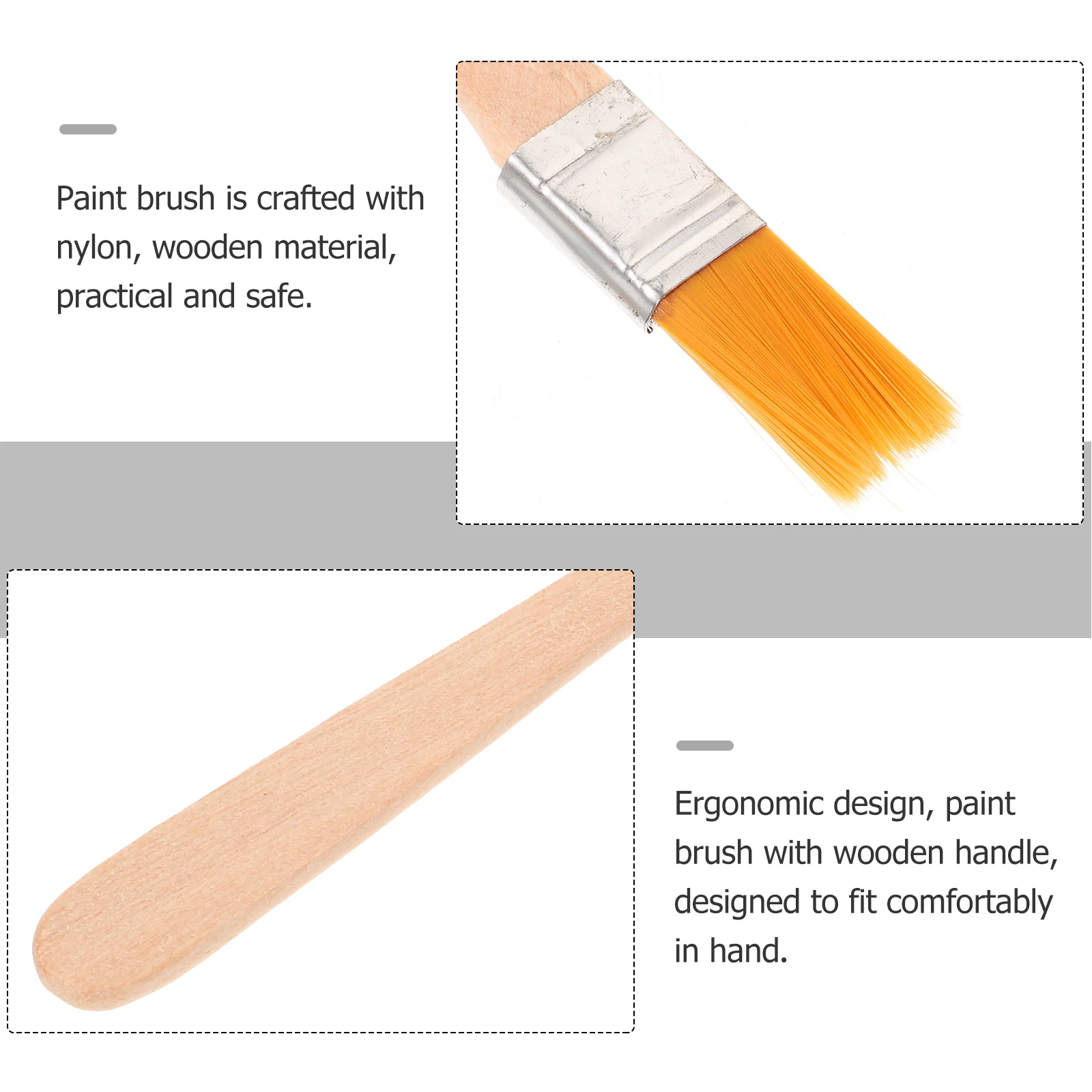 6 Pcs Paint Brush Painting Edge Brushes Stain for Kids Nylon Small with Wood Handle Wooden Portable Child