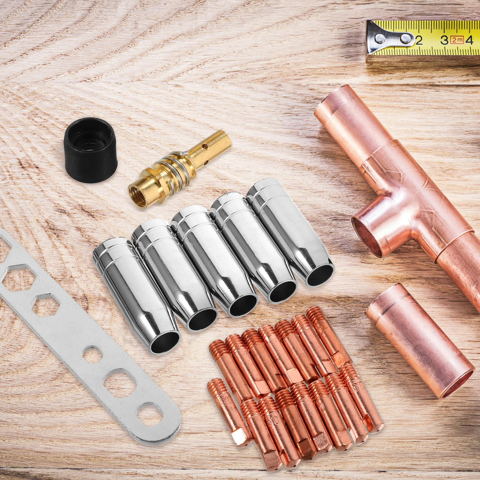 

1 set Welding Accessories Set 25mmx08 Nozzle Tips Torch Parts Wrench Tool Gas Shielded Welding Gun Connectors Durability
