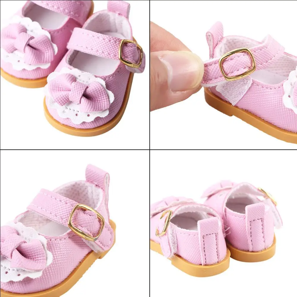 Kpop estrela crianças brinquedo 5.5cm botas artesanais 14 polegadas algodão boneca sapatos casuais boneca sapatos de couro sapatos de boneca mini arco sapatos