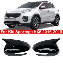 For Kia Sportage KX5 2016-2019 Car Sticker Rearview Side Mirror Cover Wing Cap Exterior Door Rear View Case Trim Carbon Fiber