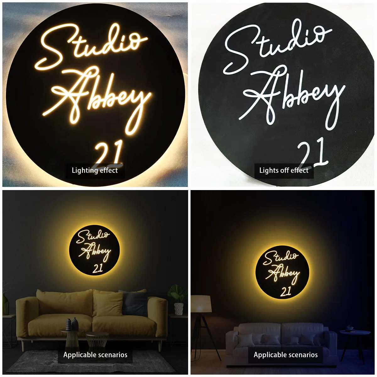 Custom Hollow LED Light Box Stainless Steel Backlit Luminous Sign Titanium Crystal Base Door Head Advertising Sign Door Plates