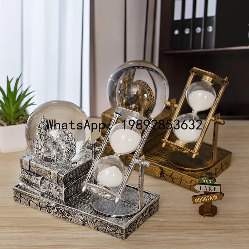 

D1 crystal ball hourglass home living room wine cabinet decoration ornament