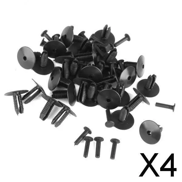 4-6pack 30pc Black Nylon Rivet Push-Type Trim Clip for Honda Benz Nissan Ford