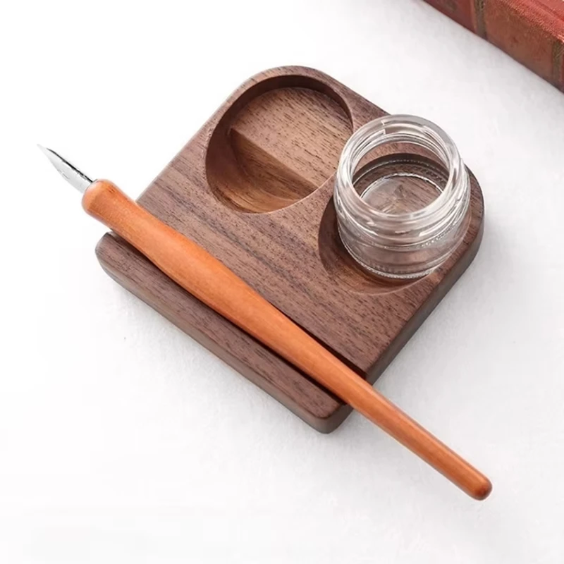 スーパーセール-木製ポール-ディップペンホルダー-インクホルダー-密閉容器-アートライティング用