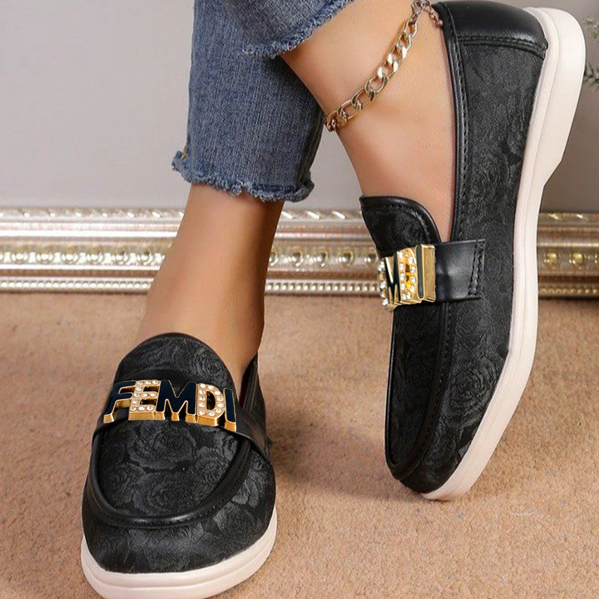 

Women Luxury Decor Flats Spring Autumn Outdoor Office Fashion Floral Pattern Design Loafers Driving Boat Casual Retro 2025 Shoes