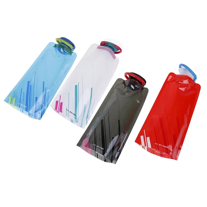 Portable Ultralight Foldable Water Bag 700ml Water Bottle Pouch Outdoor Sport Supplies Hiking Running Soft Flask Water Bottle