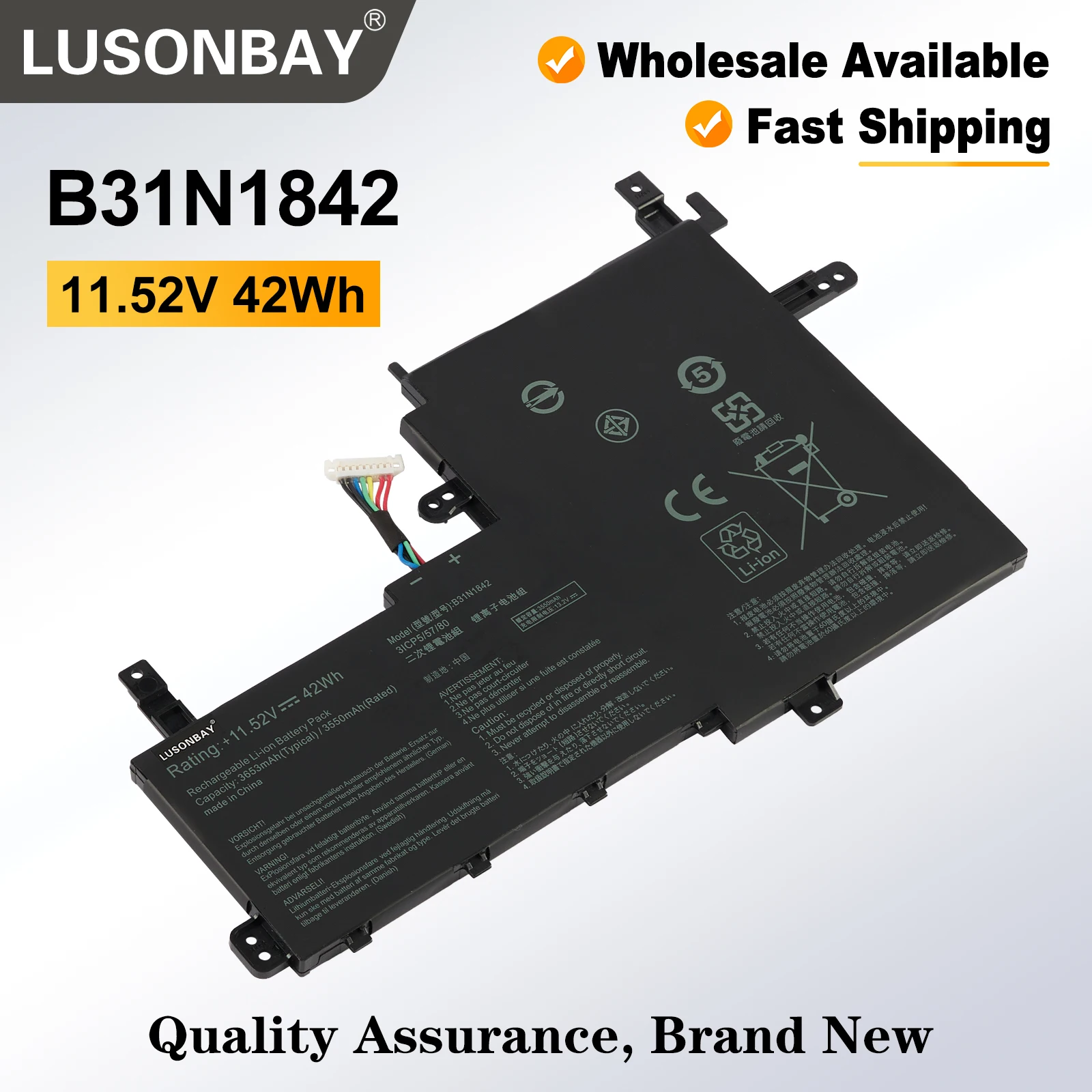 LUSONBAY 42WH B31N1842 Laptop Battery For ASUS VivoBook 15 F513EA K513E KM513UA M513IA S513EA S531F S533UA X513EA X531FA X531FL