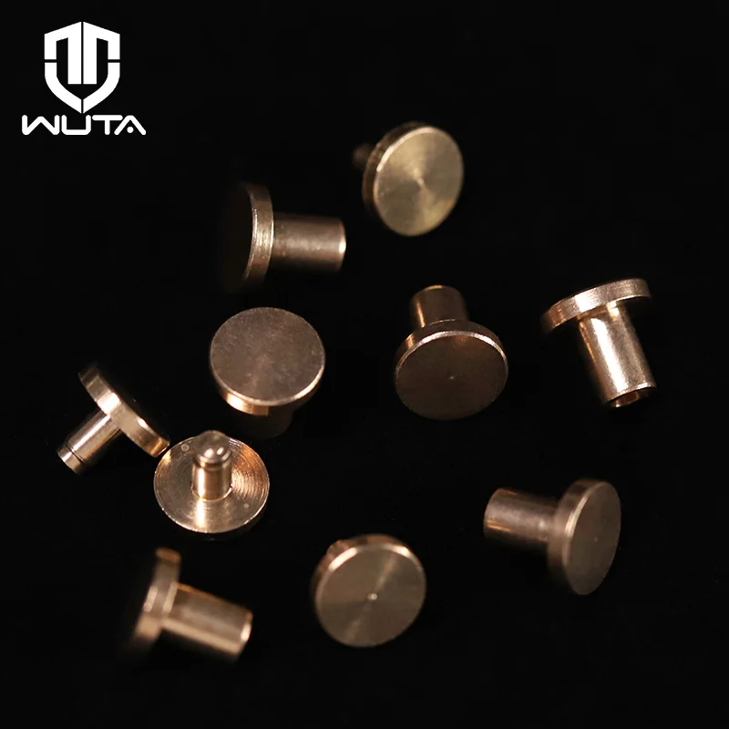 WUTA 10 set rivetto a testa piatta in ottone massiccio chiodi per cintura a doppia faccia forte fibbia fissa hardware artigianale in pelle