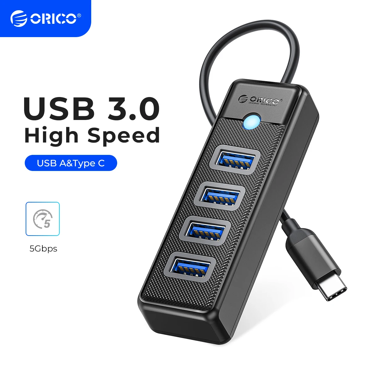 ORICO-Multi Type C Splitter, 4 Ports, USB 3.0 HUB, 5Gbps, High Speed, OTG Adapter for PC, Computer Accessories, Macbook Pro