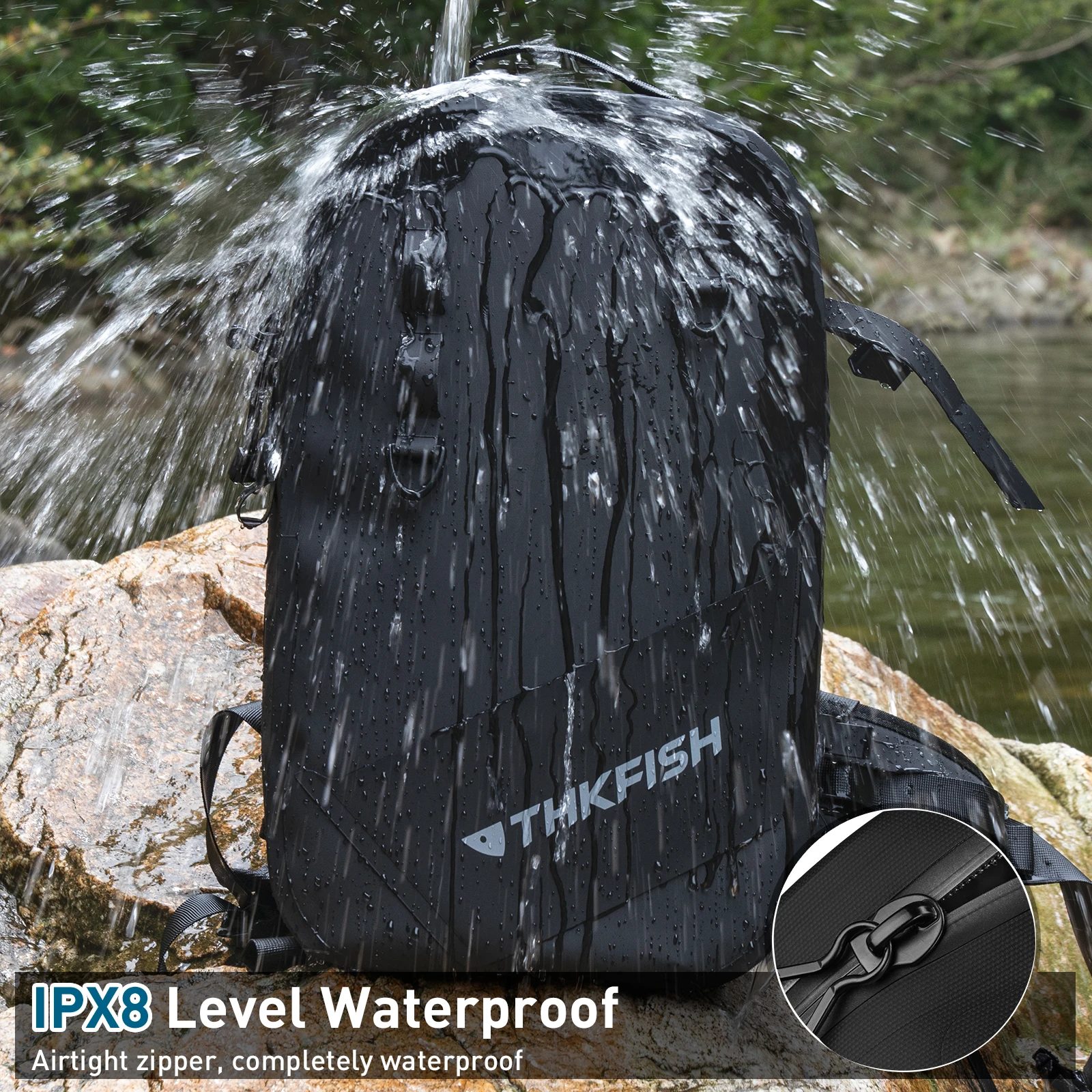 THKFISH Fishing Backpack IPX8 Waterproof Fly Fishing Backpacks Big Capacity Fishing Tackle Storage Packs Outdoor Sport Backpack