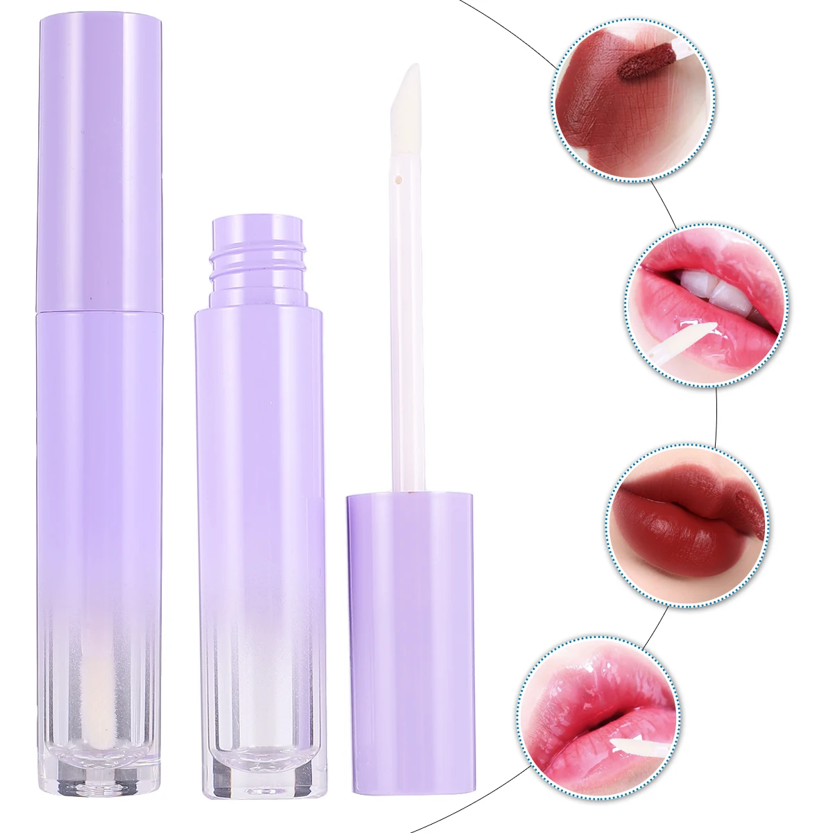 

10pcs Gradient Purple Lip Gloss Tubes Matte Plastic Travel Bottles Fashion Containers For Lip Balm Oil Dye Liquid Cosmetics
