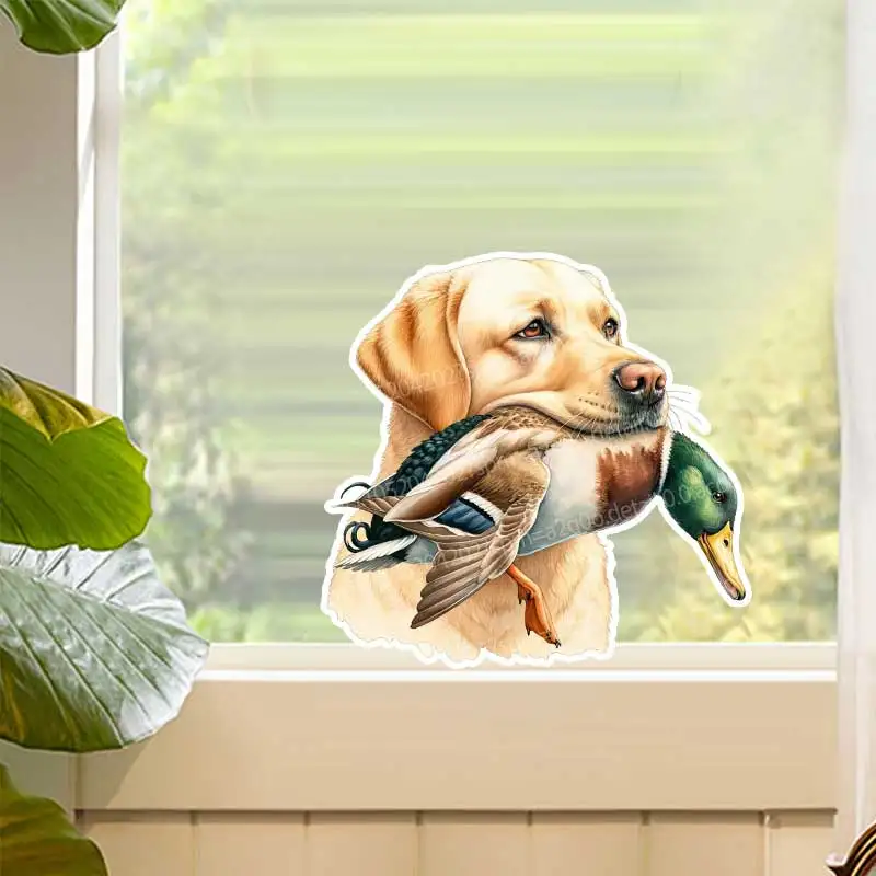Funny Yellow Labrador Retriever Duckhound Toilet Cover Decals Self-Adhesive Bathroom Wall Stickers Home Decor Window Art AA342