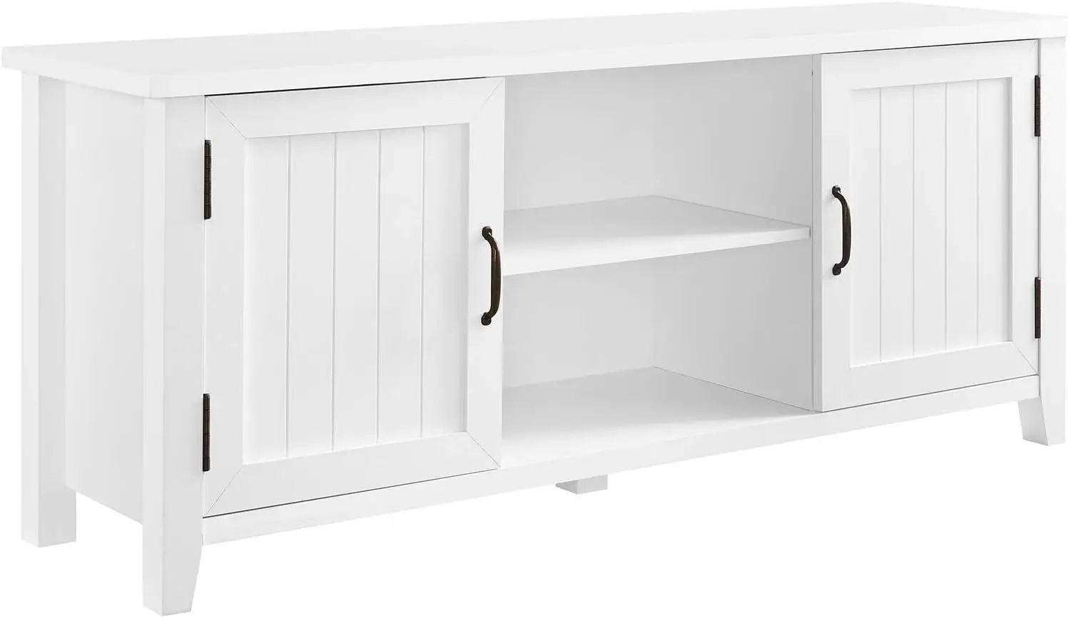 Edison Buren Classic Grooved Door TV Stand for TVs up to 65 Inches, 58 Inch, Solid White