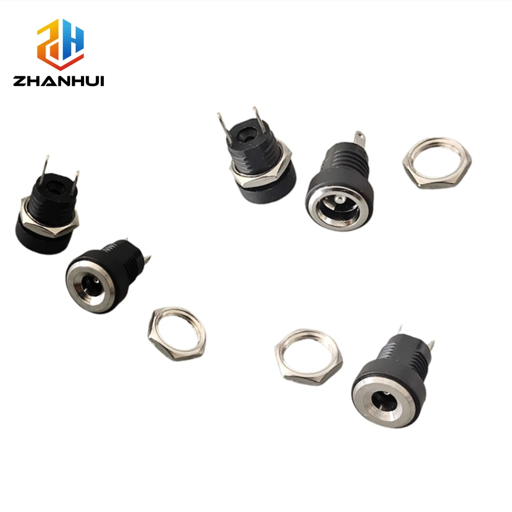 5/10 peças Conector Adaptador de Tomada Fêmea DC-022B para Alimentação DC, 3.5x1.3mm, 5.5x2.1mm, 5.5x2.5mm, 2 Pinos, para Montagem em Painel