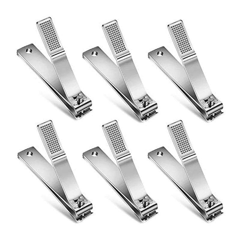 Toenail Clippers Straight Edge Toenail Clippers For Men Women Thick Nails, 6PCS,Silver