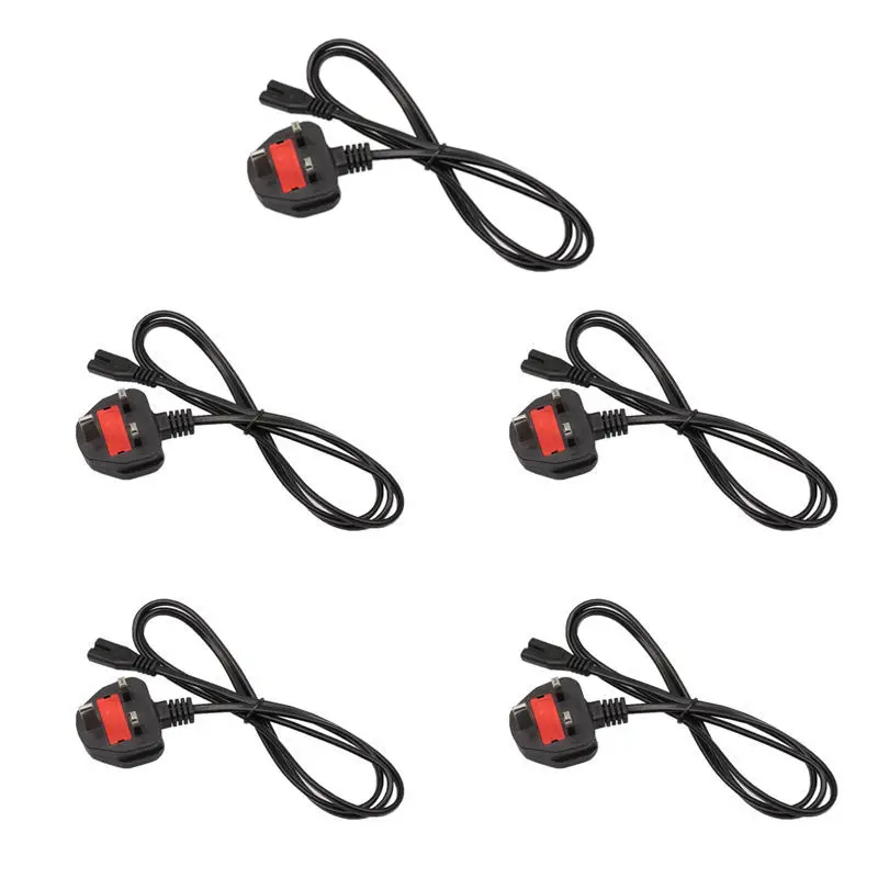 5Pcs UK Plug C7 Power Cable 1.2m Figure 8 Power Extension Cord For Battery Charger PS5/PS4/PS3 Radio Laptop Computer Accessories