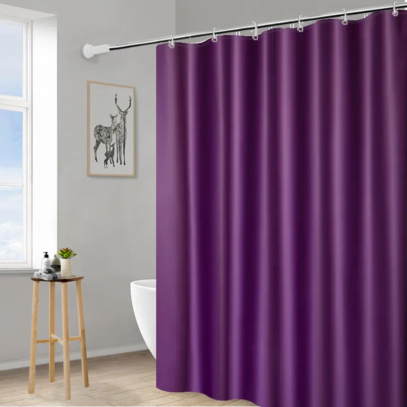 1pc Waterproof Solid Color PEVA Mildew Proof Shower Curtain with High Quality Hooks Liner Hotel Bathroom Bath