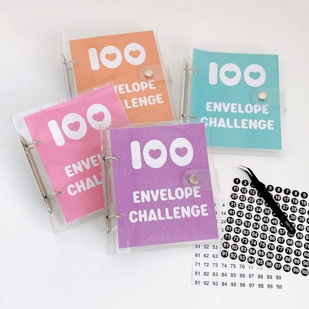 

Loose Leaf 100 Day Envelope Challenge Binder Tear Resistant PVC Savings Challenge Binder Waterproof Mini Budget Binder Notebook