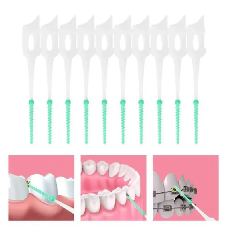 Super Soft Silicone Interdental Brushes Escova de limpeza dental Dentes Limpador Dental Dental Floss Toothpicks Ferramentas de cuidados orais 100Pcs Set