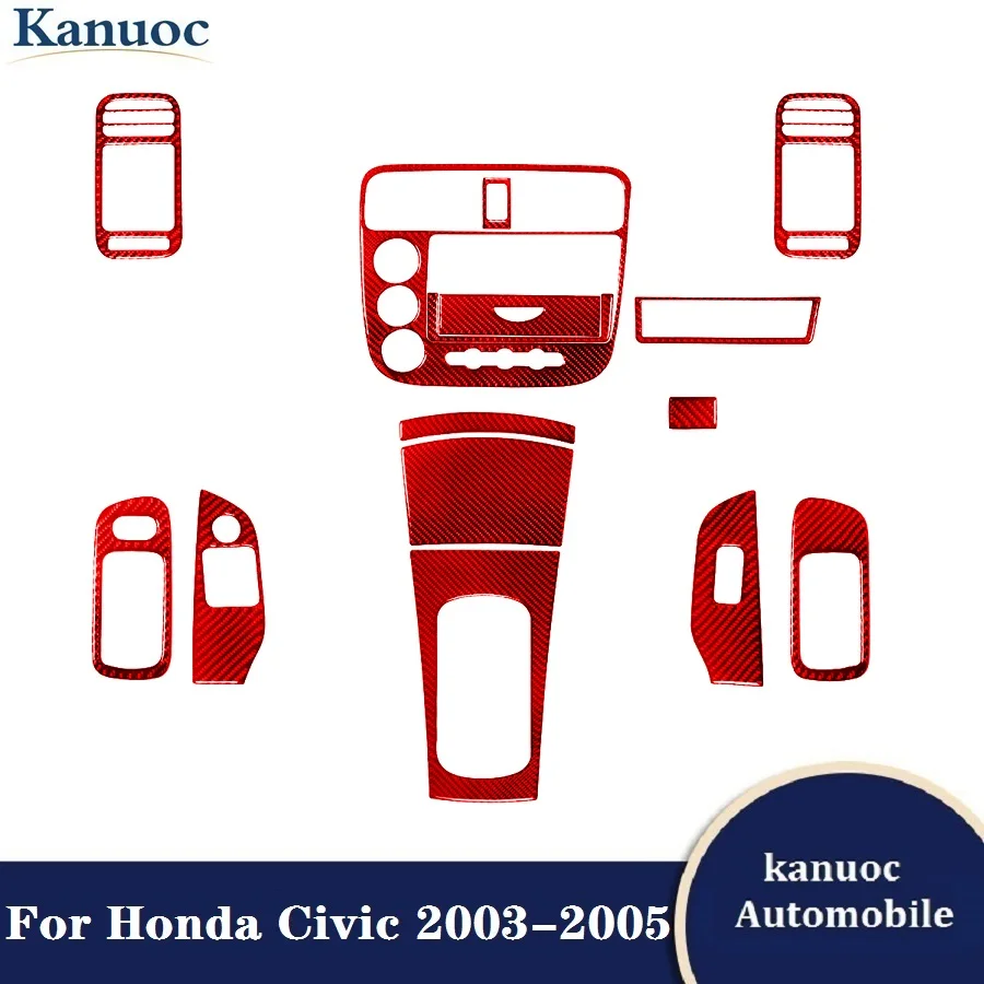 

Carbon Fiber Red Stickers Car Interior Decorative Accessories Various Parts For Honda Civic 2003 2004 2005