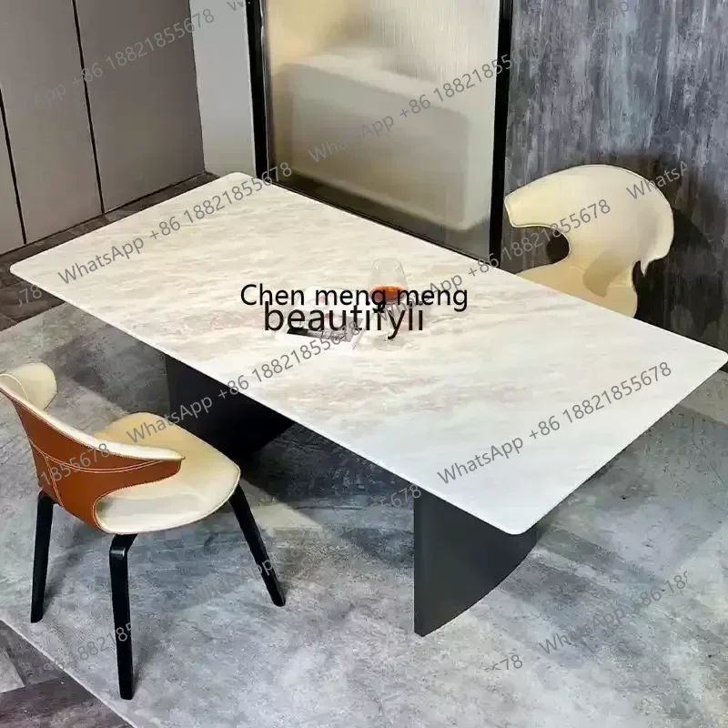 

M178 Imported rose rainbow luxury stone dining table natural marble dining table premium dining table