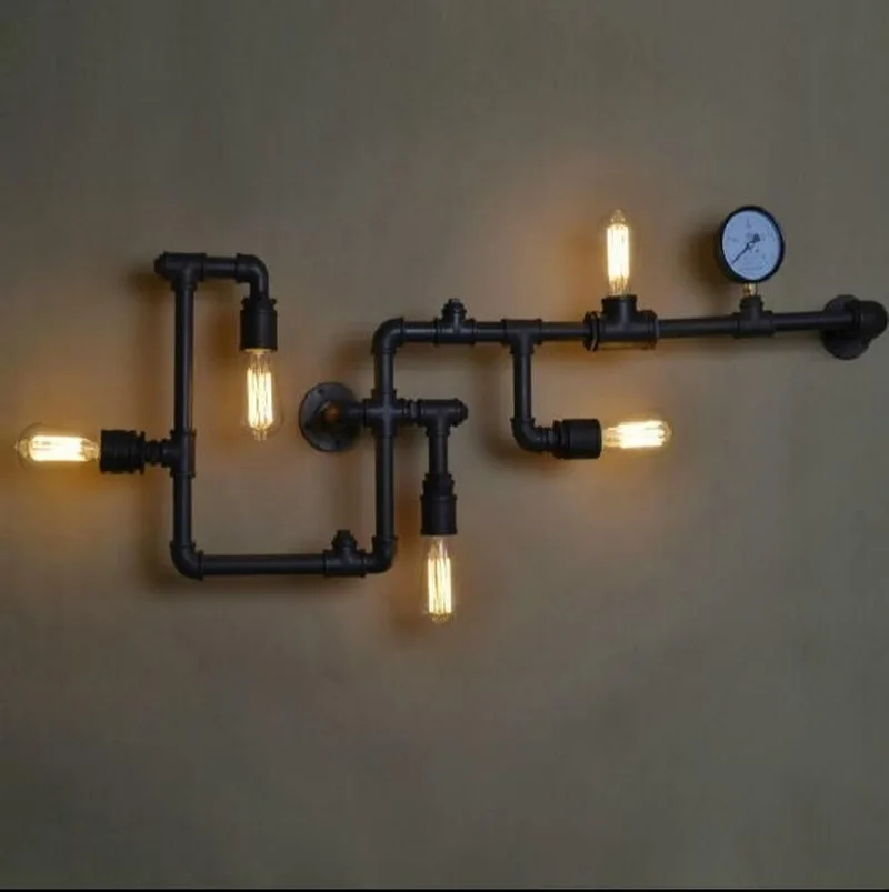 Modern Nordic Industrial Light Water Pipe Wall Lamps Remote Control Wall Light for Foyer Bar Coffee Dining room Home DecorMJ1112