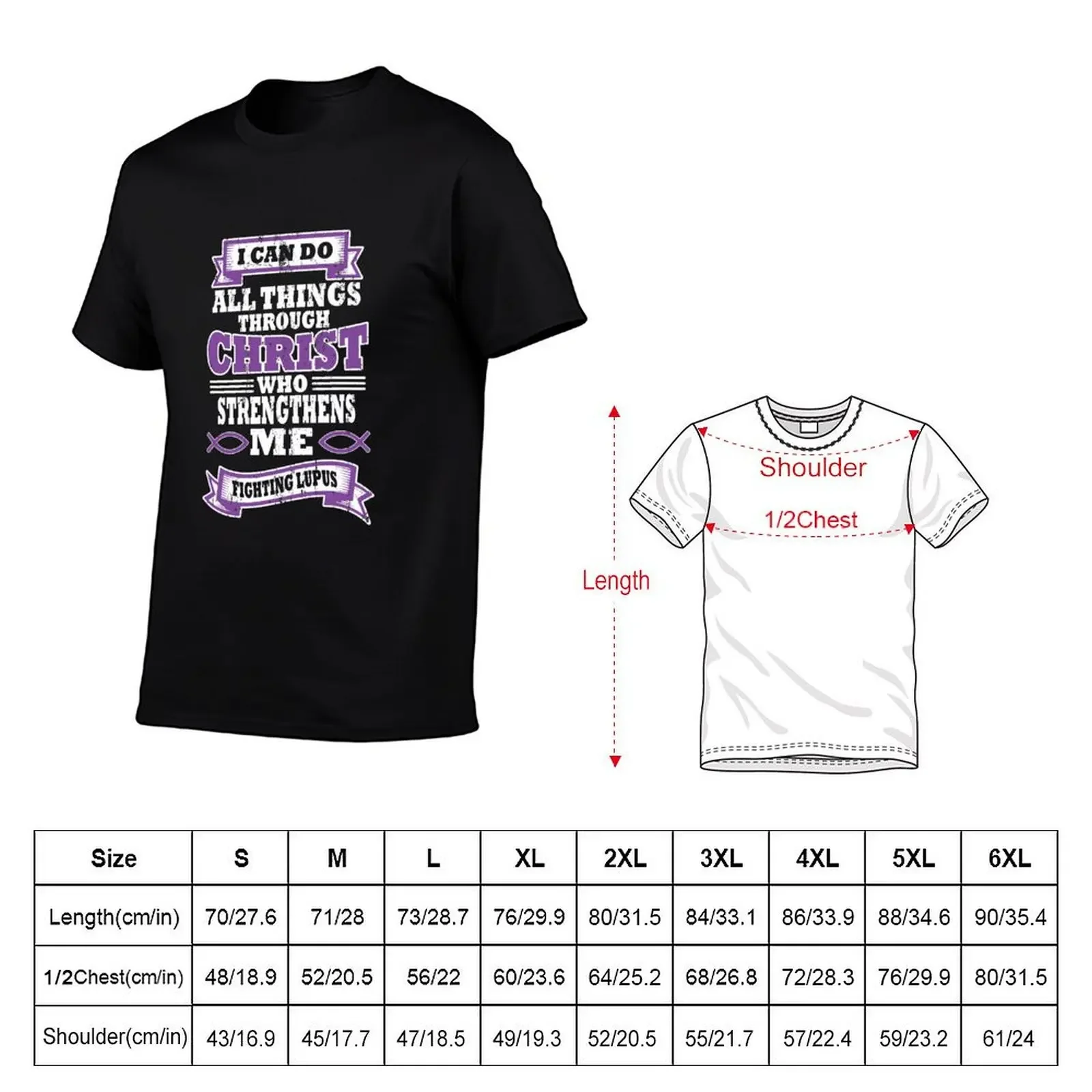 Lupus Awareness Church product for Christ print T-Shirt vintage t shirts kawaii clothes T-shirts for men cotton