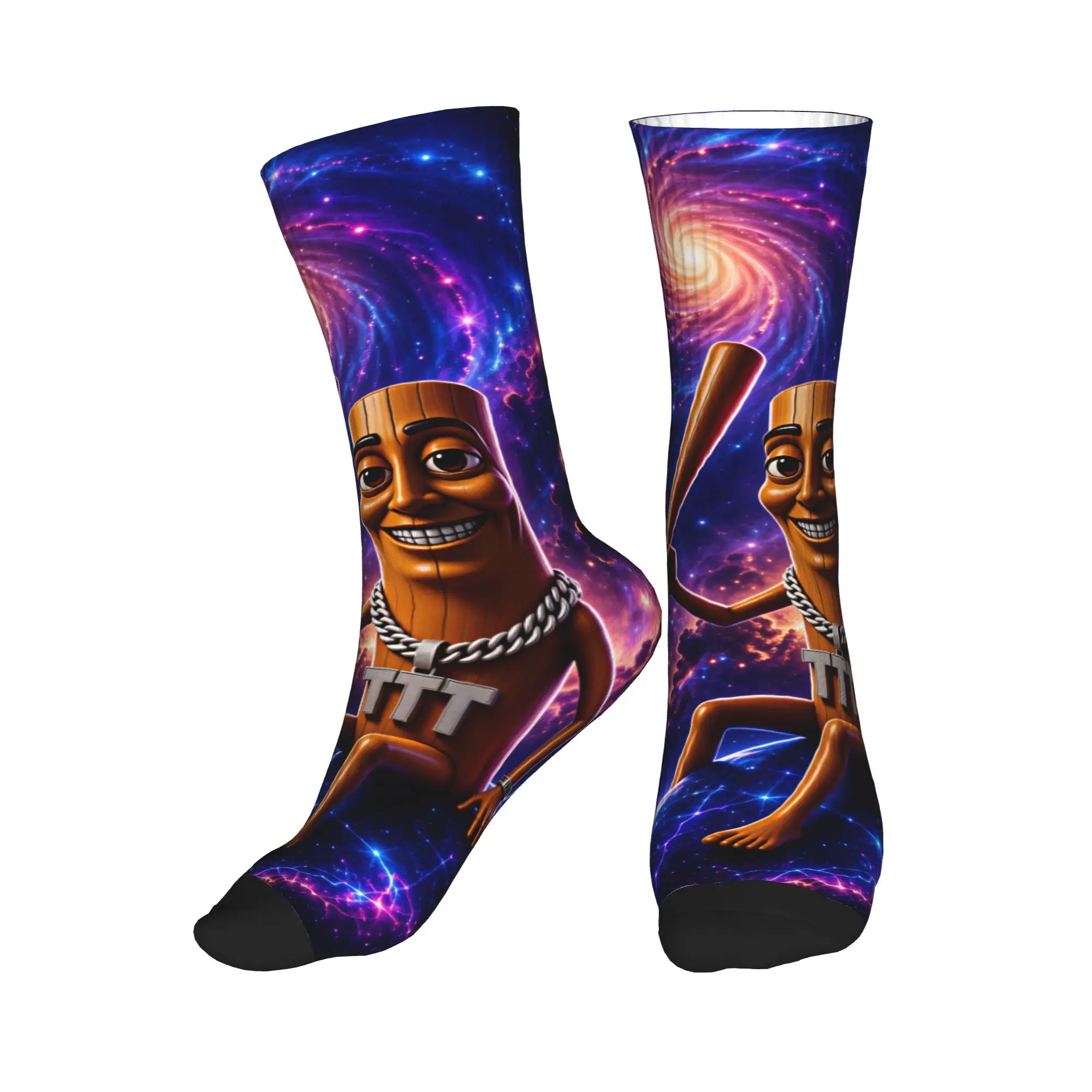 Unisex Men Socks Tung Tung Sahur Galaxy Baseball Bat Meme  Stockings Non Skid Soft Socks Spring Fashion Graphic Skateboard Socks