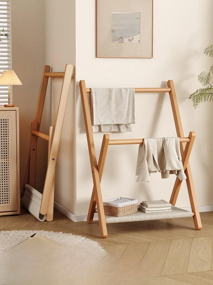 real-wood-clothes-hat-rack-foldable-floor-standing-bedroom-clothes-storage-rack-household-small-clothes-hanger-luxury-style