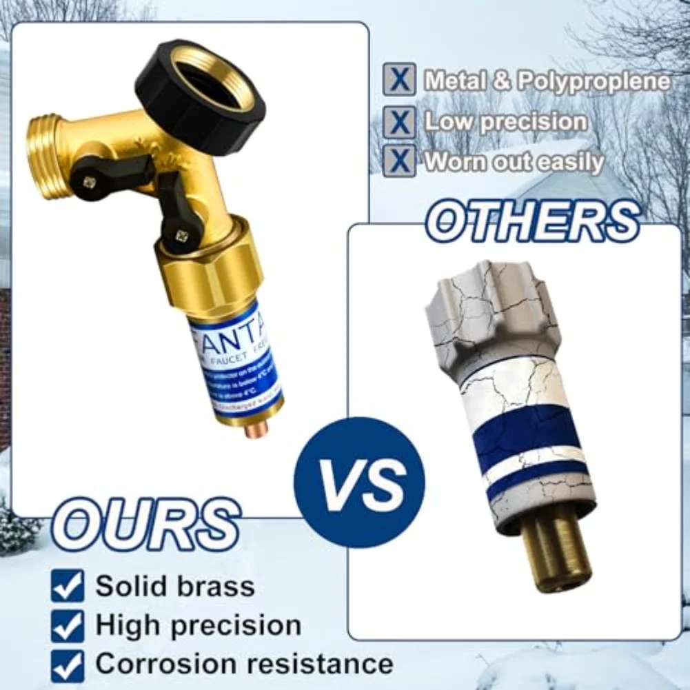 

Freeze Protection Valve for Outdoor Faucets with 34 Inch Y Shaped Hose Splitter Brass 34 Inch Thread Compatible