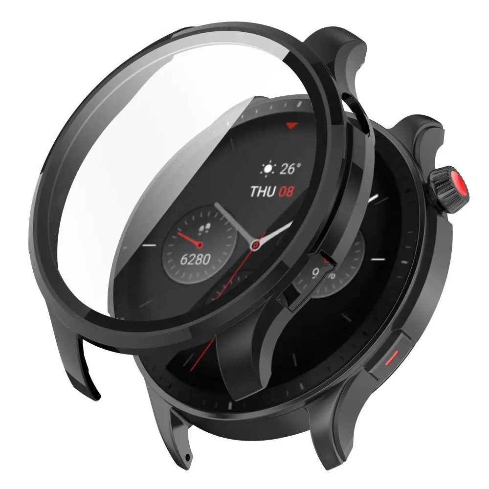Caso de filme protetor de tela de vidro escudo para amazfit gtr 4 relógio inteligente capa protetora para carros gtr4 quadro substituição capa