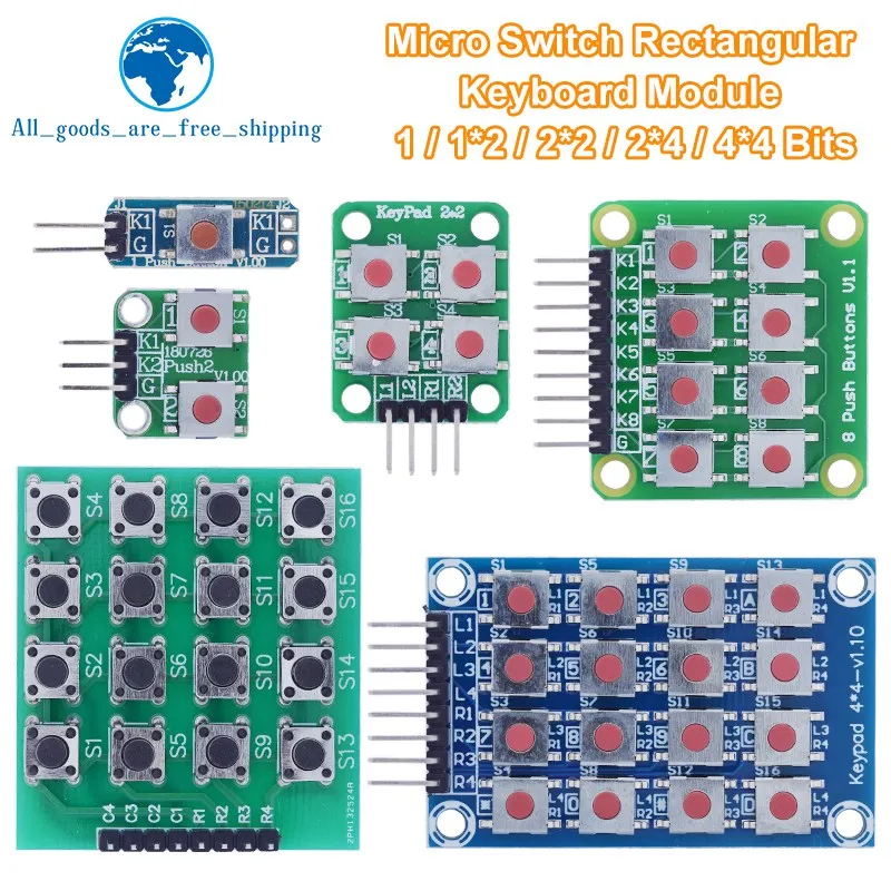 TZT Micro Switch 1*2/2*2/2*4/4*4 Matrix Keyboard 8-bit Button Independent Button MCU External Expansion Keyboard Module