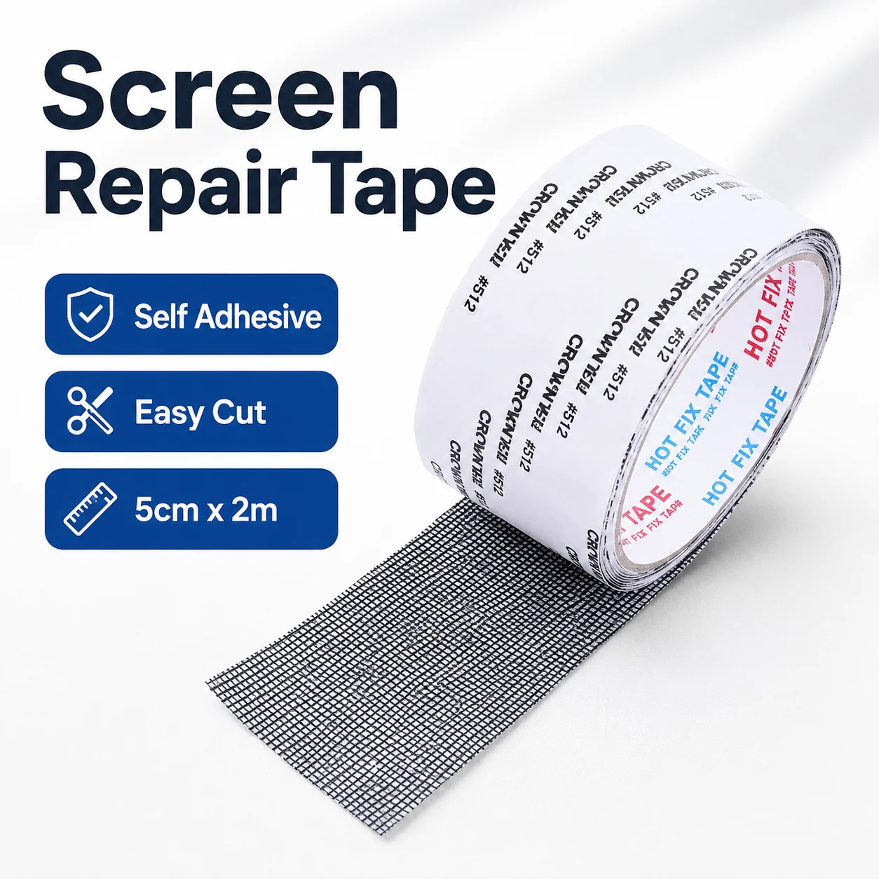 Self Adhesive Window Screen Repair Tape, Fiberglass Mesh Patch Roll for Insect Screen Door and Window Repair, Easy Cut Screen Patch Kit for Fixing Holes, Tears and Damage on Window Mesh, Household Repair Tool Accessories