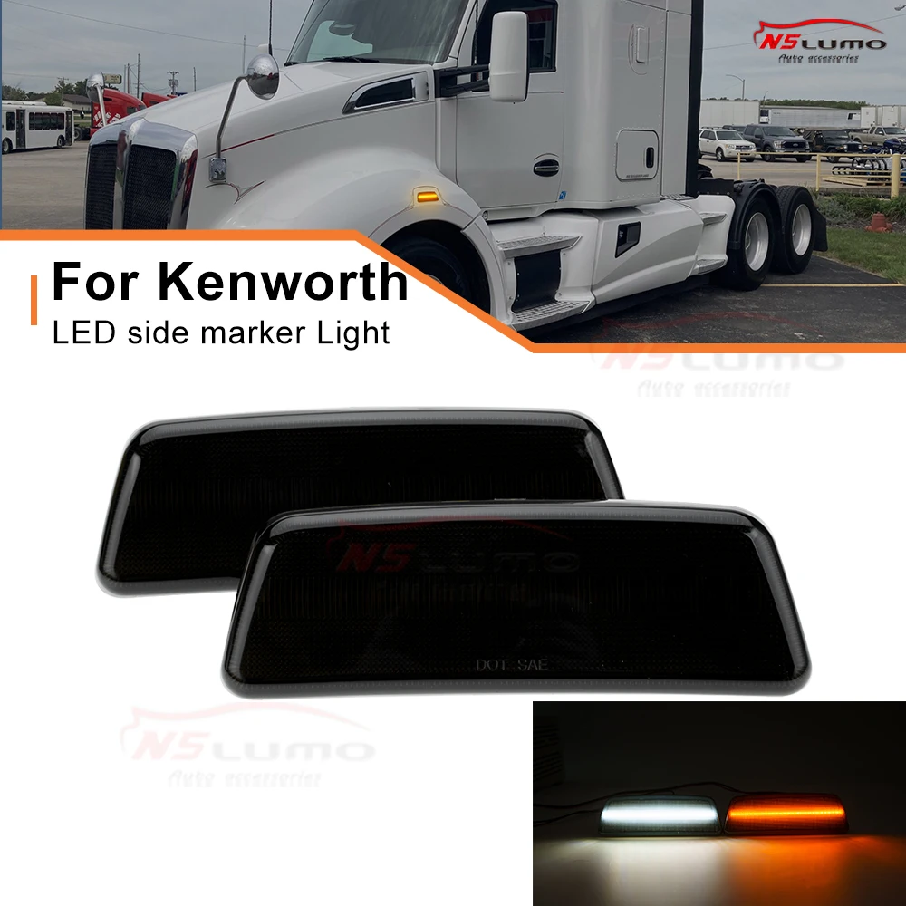 

2 шт. для 2013 2014 2015-2017 Kenworth T680 T700 T880 Peterbilt 567 боковой фонарь светодиодный указатель поворота парковочный боковой габаритный фонарь