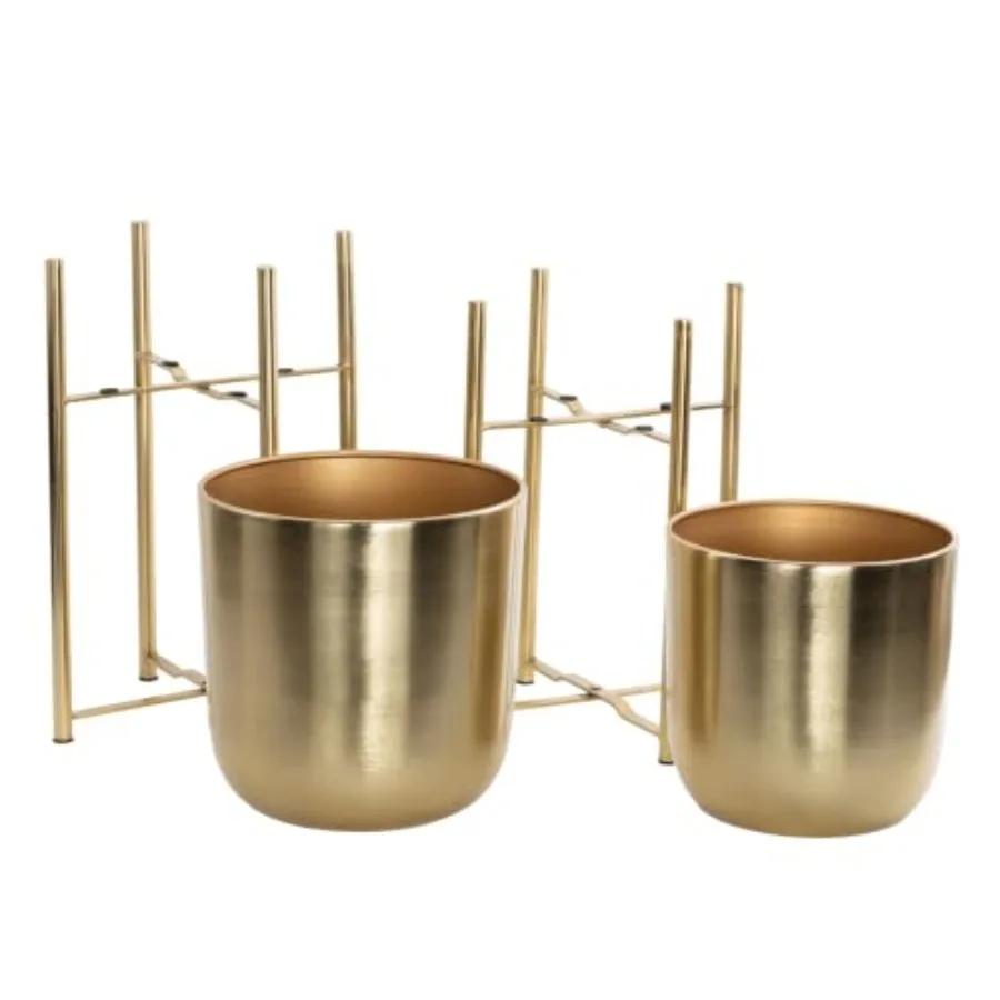 Indoor metal dome planters for modern living spaces, gold-finished steel, elegant gold color, lightweight yet durable construct