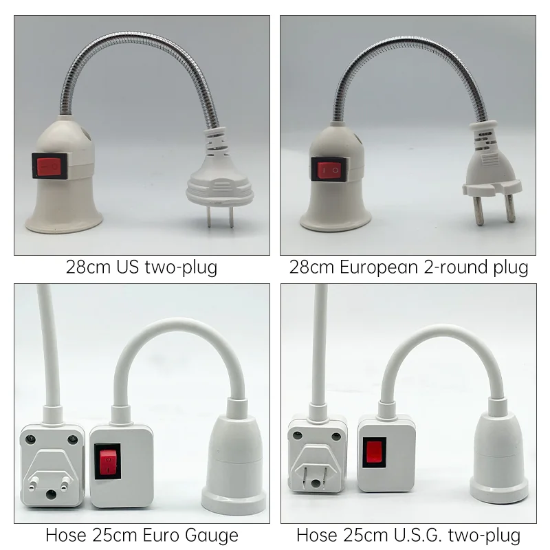 E27 Lamp Socket LED Light Wall Flexible Bend Lamp Base Socket Light Adapter Plug With Switch