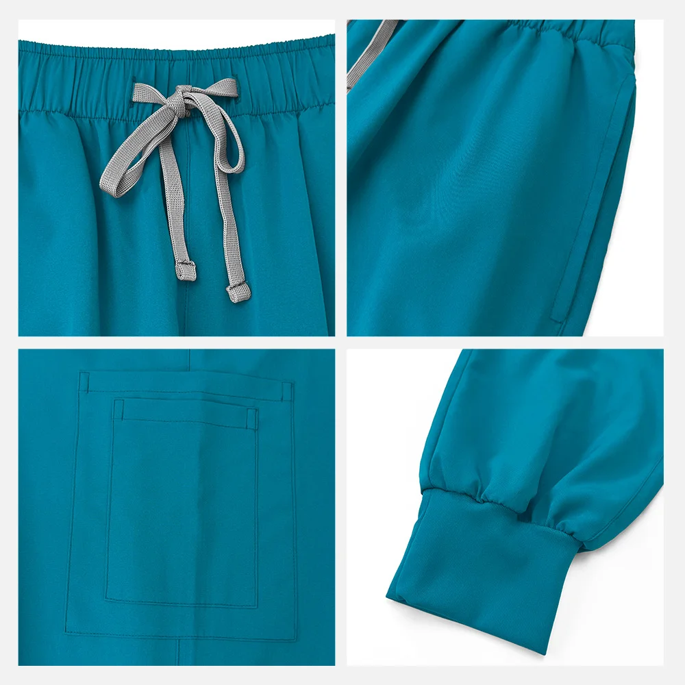 Multicolour Jogger Suit Nurse Scrubs Set Medical Clinical Clothes Doctor Nursing Uniforms Short Sleeve V-neck Tops Pocket Pants