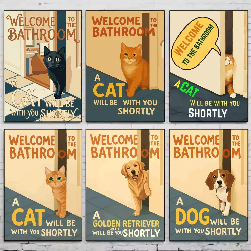K-Kitty and Puppy Painting Calligraphy Modern Canvas Poster Wall Art Famous Cartoon Aesthetic Decor Bedroom Home gift