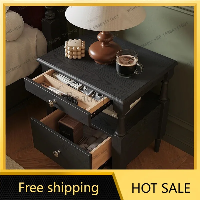LDLuxury Modern Nightstand Premium Vintage Beauty  Nightstand Drawers Storage  Bedroom Furniture